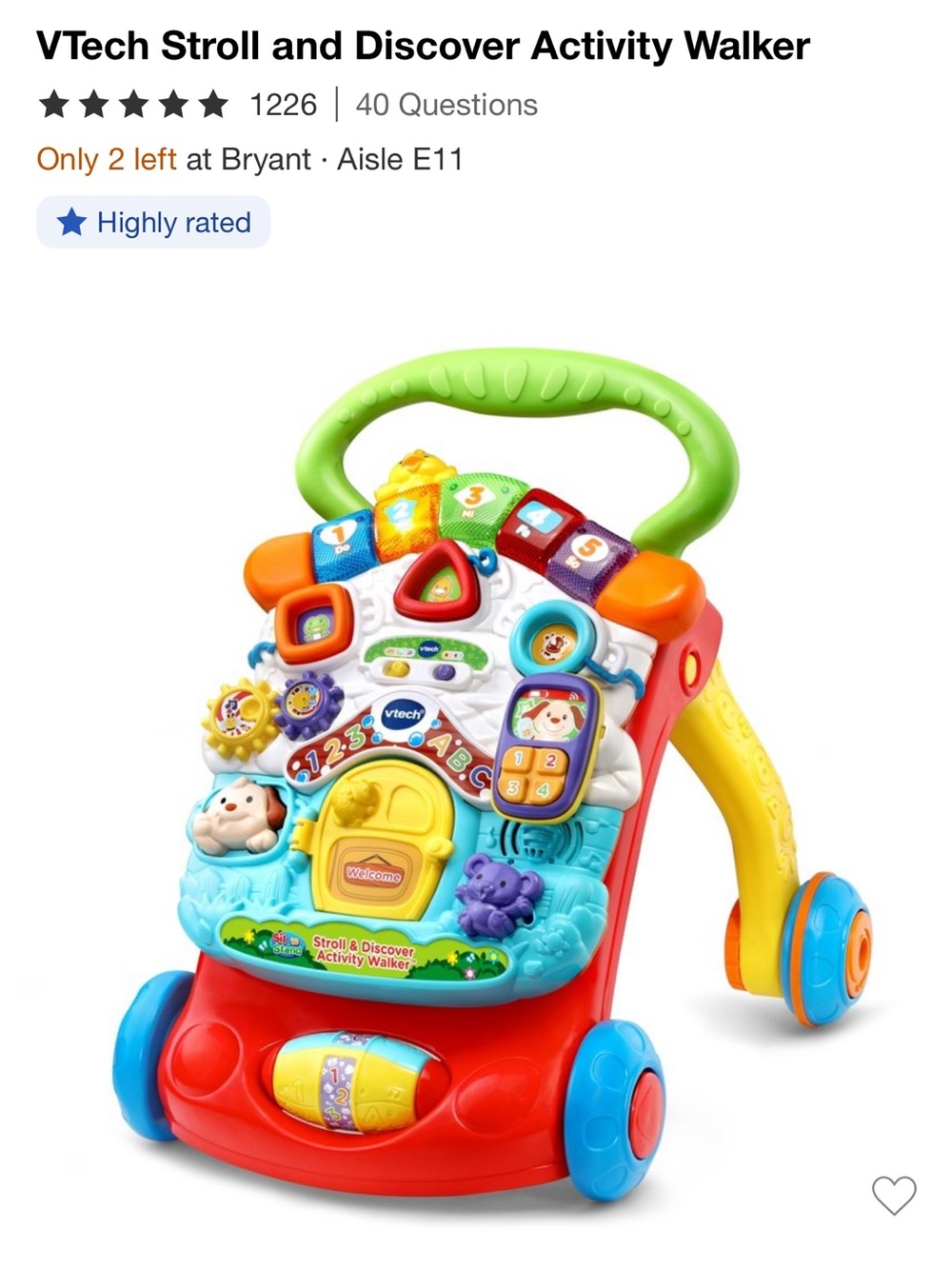 VTech Stroll & Discover Activity Walker - Bright Multicolor